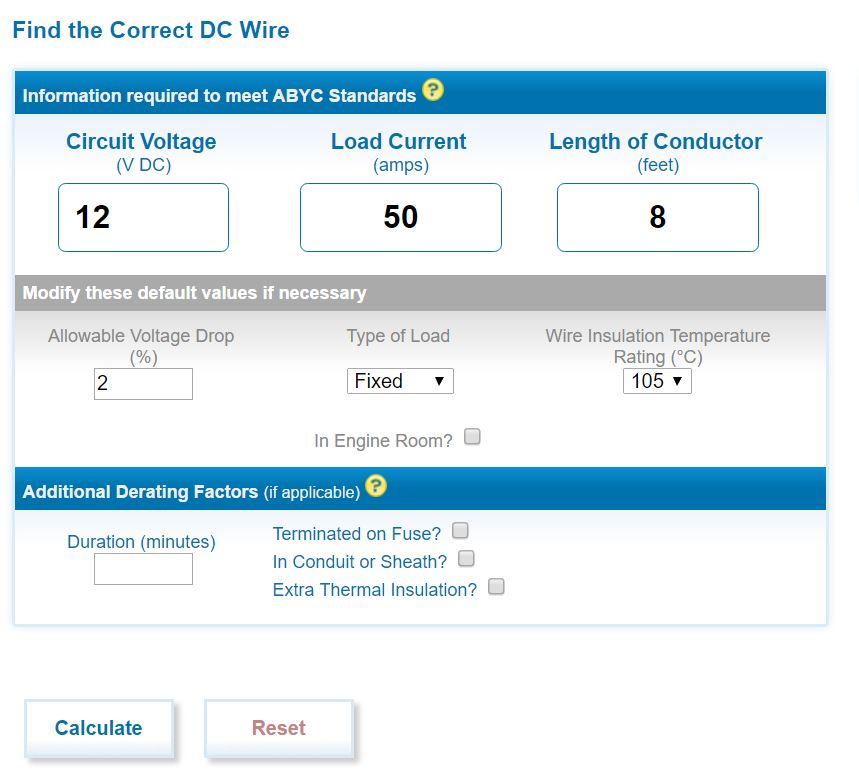 Dc Wire Size Chart