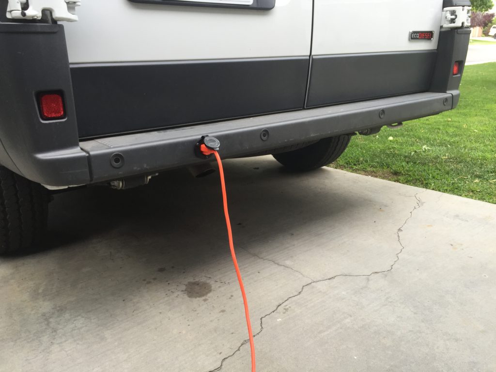 Alternate bumper location for shore power socket