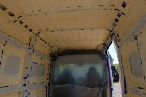 spray foaming insulation for a camper van