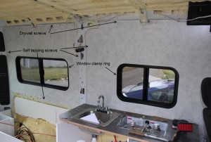 RV wall paneling installed.